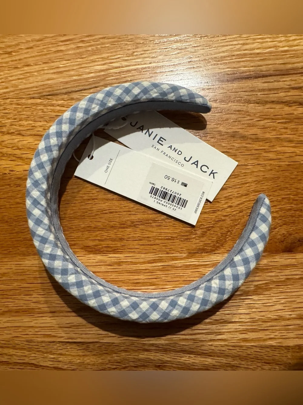 Janie and Jack girls new with tags Light Blue Gingham Padded Headband girls